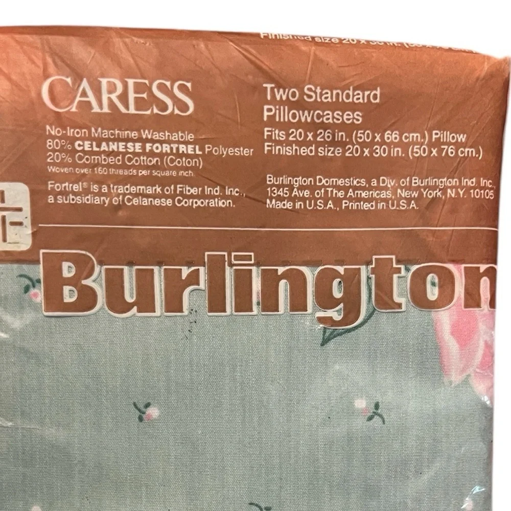 Vintage Burlington Caress 2 Pillowcases Floral Cottage Standard Sz NEW